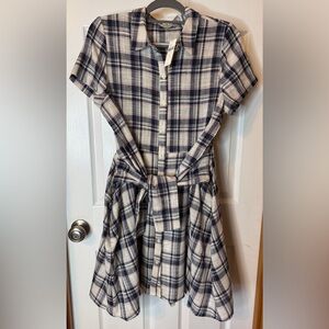 NWT 11-1-Tylho Anthropologie Plaid Button-Down Dress Size: M